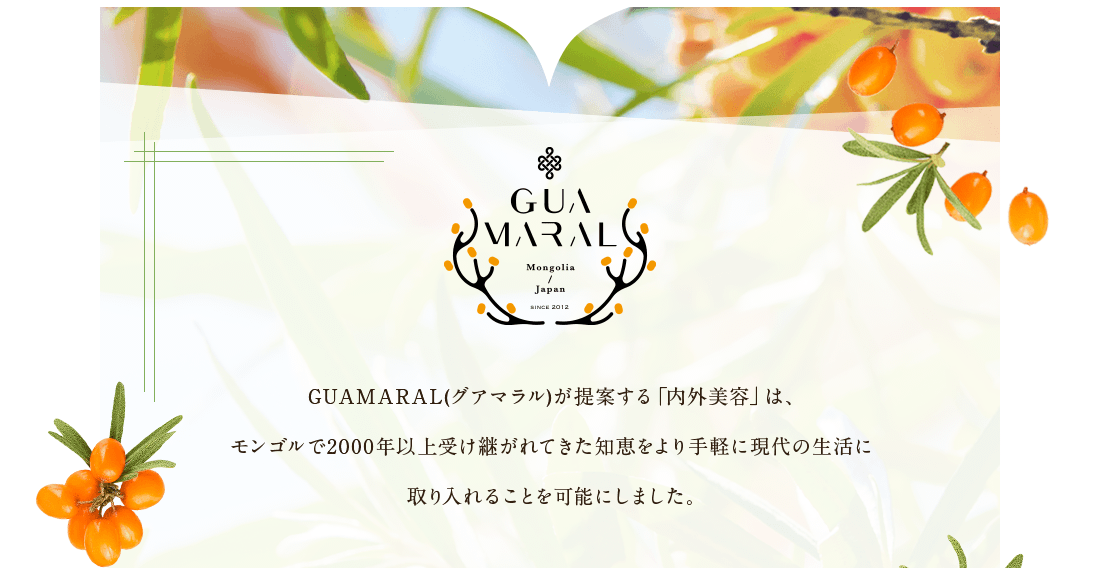 GUAMARAL(グアマラル)が 提案する「内外美容」は、 モンゴルで2000年以上受け継がれてきた知恵をより手軽に